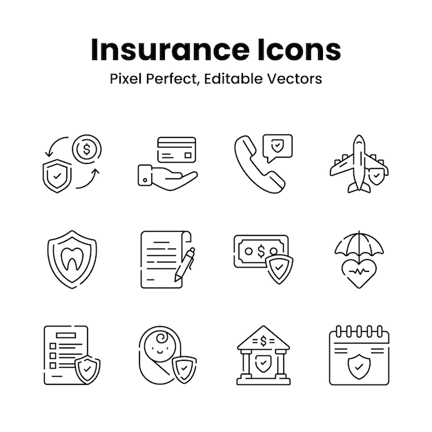 Compruebe este hermoso diseño de seguridad de seguros y protección de iconos de diseño vectorial premium