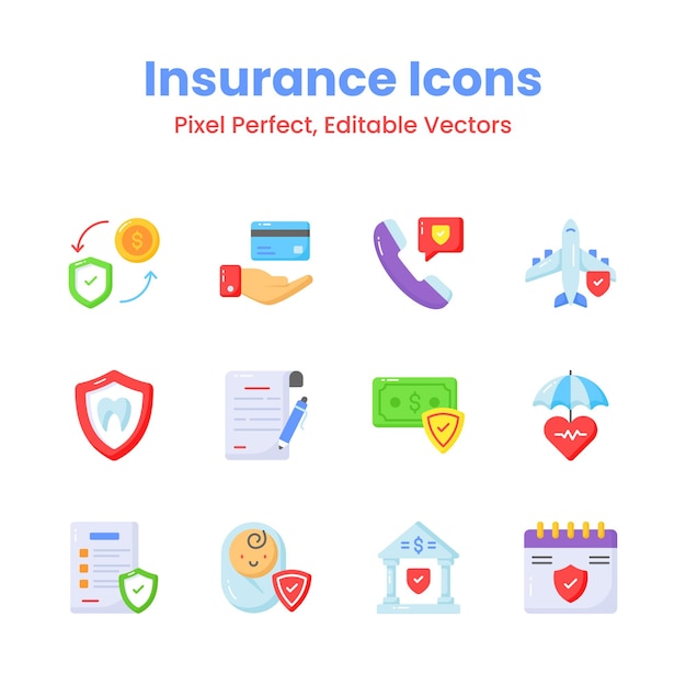 Compruebe este hermoso diseño de seguridad de seguros y protección de iconos de diseño vectorial premium