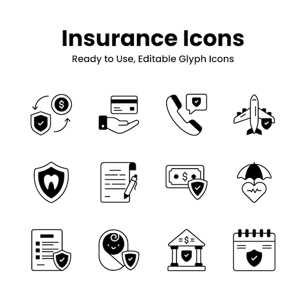 Compruebe este hermoso diseño de seguridad de seguros y protección de iconos de diseño vectorial premium