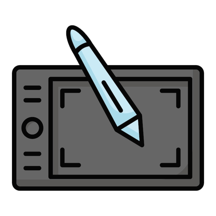 Vector compruebe este hermoso icono de tableta gráfica en el estilo de diseño de moda tableta de dibujo