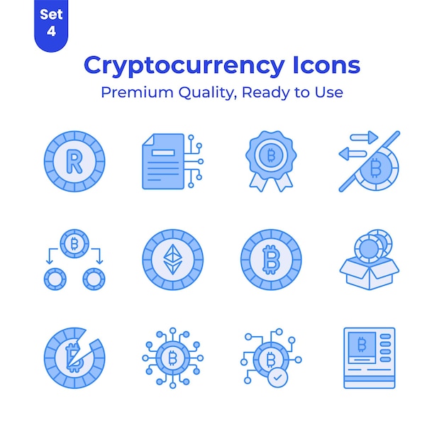 Compruebe este hermoso y increíble conjunto de vectores de criptomonedas listo para su descarga premium
