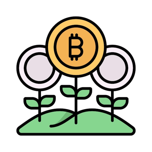 Compruebe este hermoso vector de la agricultura de bitcoin en el estilo de moda