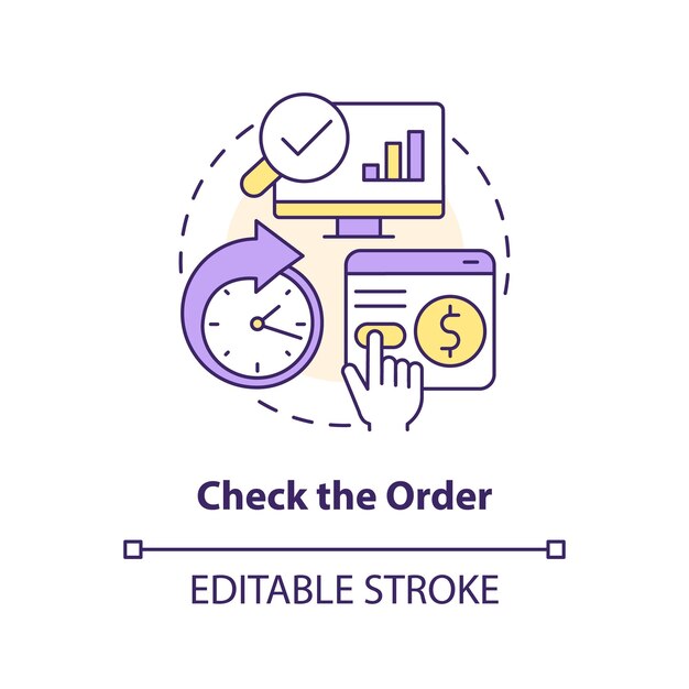 Compruebe el icono del concepto de pedido