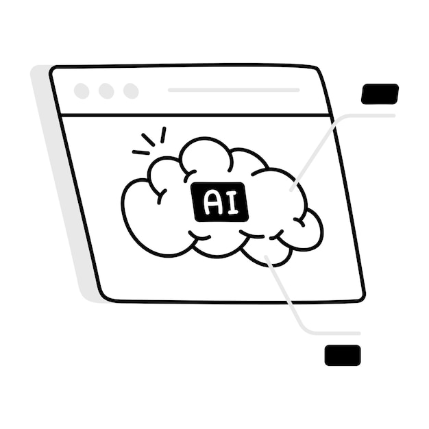 Vector compruebe el icono del doodle del aprendizaje automático