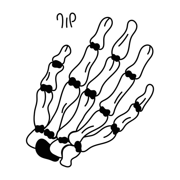 Compruebe este icono de estilo doodle de la mano ossificada