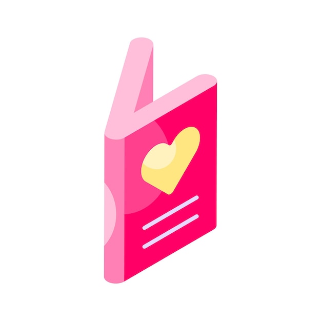 Compruebe este icono isométrico cuidadosamente elaborado del diseño vectorial de tarjetas de regalo de San Valentín