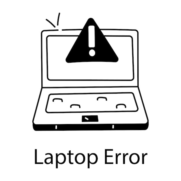 Compruebe el icono lineal del error de la computadora portátil