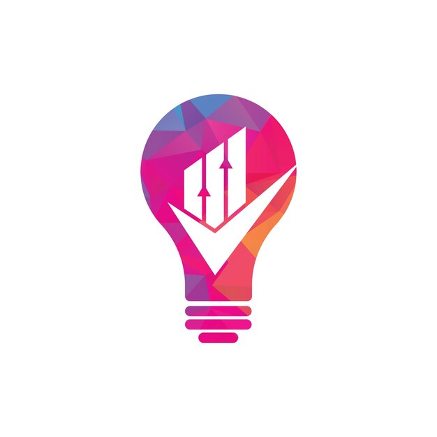 Compruebe el icono del logotipo de la forma del bulbo de finanzas vector Marque el gráfico y el logotipo del gráfico