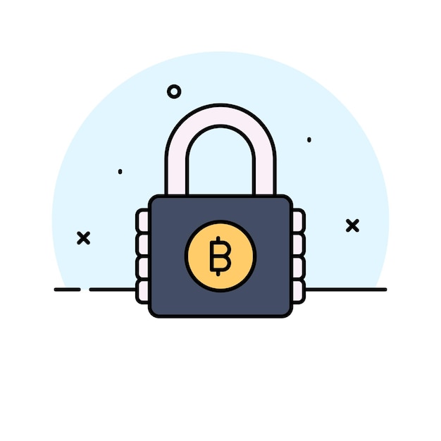 Compruebe este icono premium de bloqueo de bitcoin en el estilo de moda