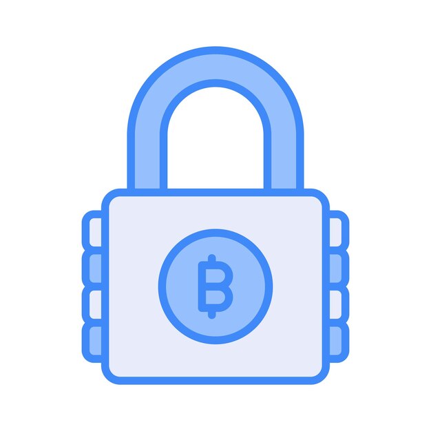 Compruebe este icono premium de bloqueo de bitcoin en el estilo de moda