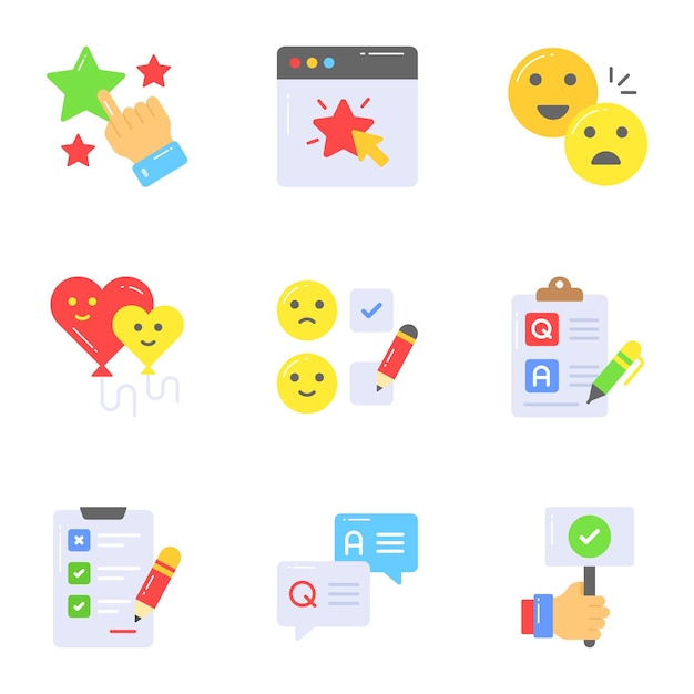 Compruebe este increíble conjunto de vectores de comentarios de los clientes fáciles de usar iconos