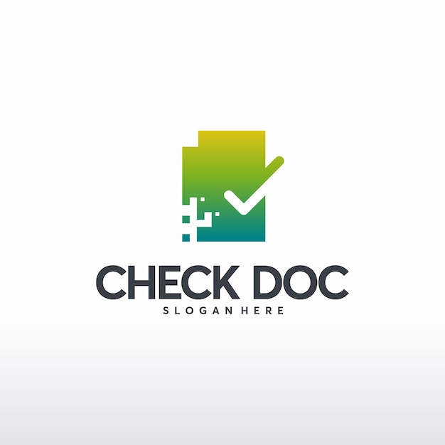 Compruebe el vector de concepto de diseños de logotipo de documento, plantilla de logotipo de Data Checker, icono de logotipo de educación