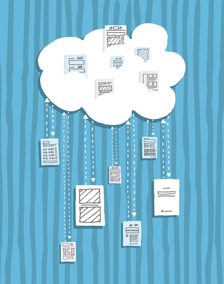 Vector computación en la nube compartir documentos en línea
