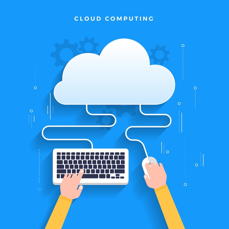 Vector computación en la nube de concepto de diseño plano