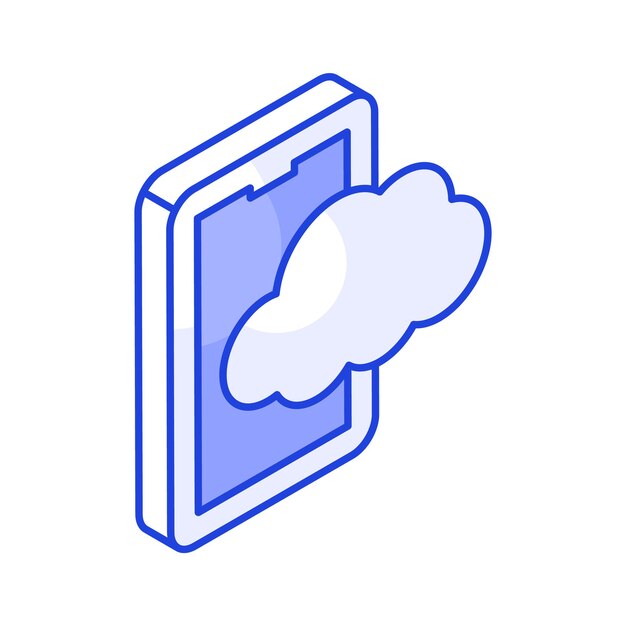 Computación en la nube móvil con icono isométrico de la nube móvil
