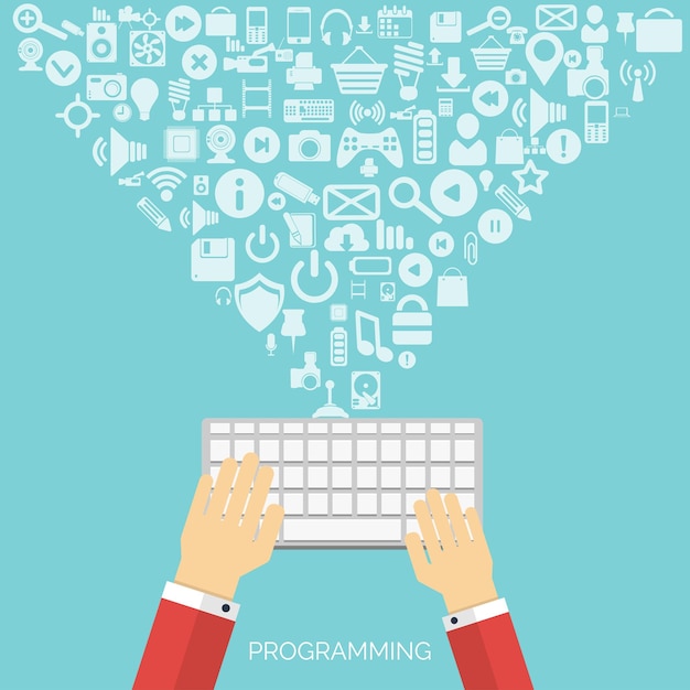 Computación en nube plana de fondo de almacenamiento de datos tecnología de red de contenido multimedia y sitios web
