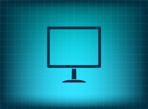 Computador portátil monitor tableta equipo de oficina símbolo Ilustración vectorial en fondo azul