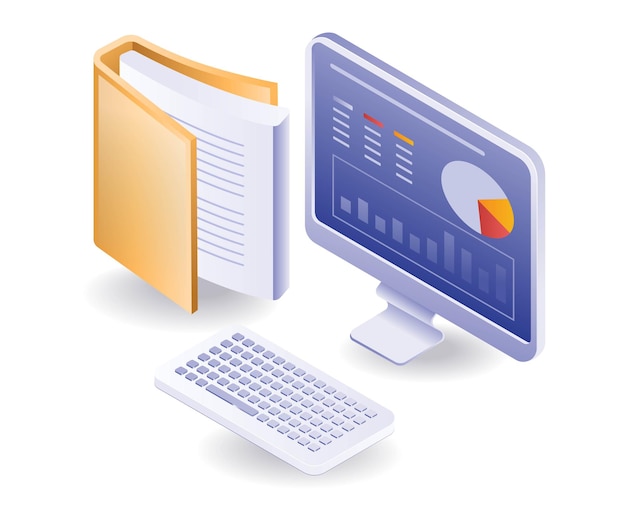 Computadora con archivo de carpeta analítica