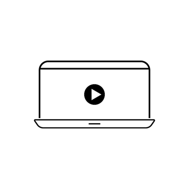 computadora con un botón de reproducción de video en la pantalla