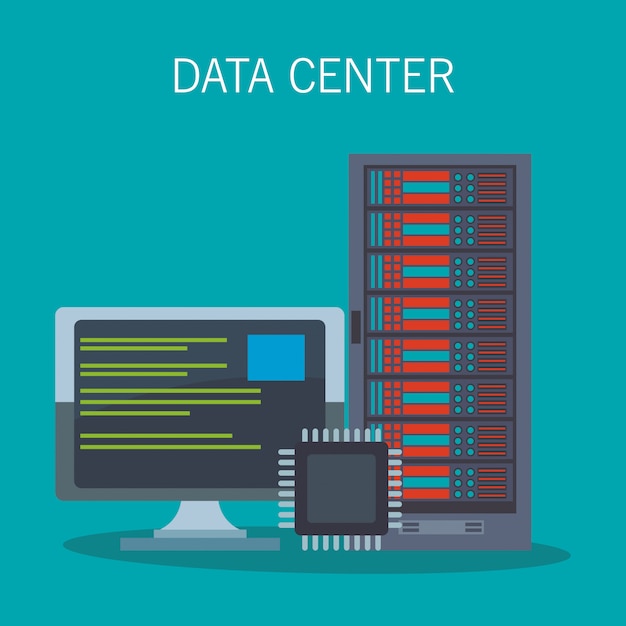 Computadora del centro de datos y microchip