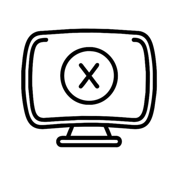 computadora con un gran contorno de icono de x rojo