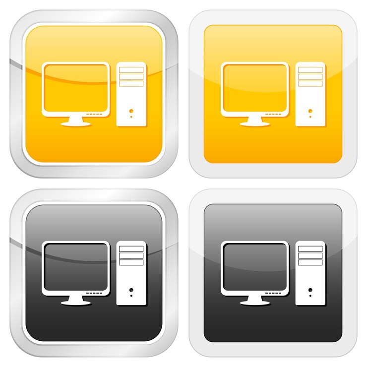 Vector computadora de icono cuadrado