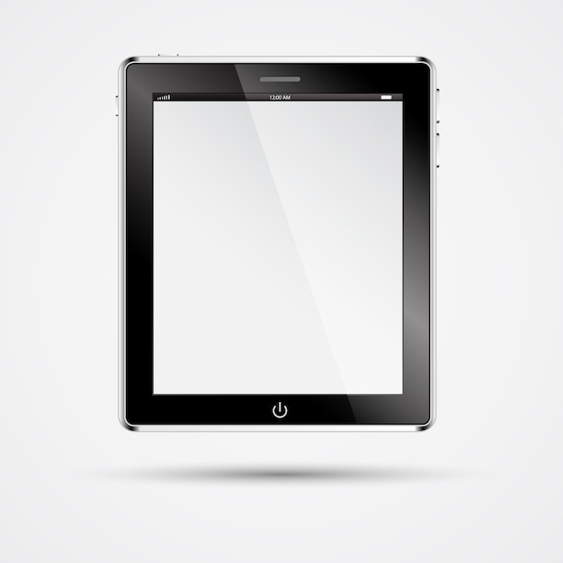 Vector computadora de la pc de la tableta realista con pantalla en blanco.
