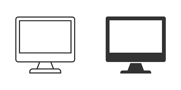 Computadora personal en estilo plano Ilustración vectorial de PC de escritorio en un fondo aislado Concepto de negocio de señalización de visualización de monitor