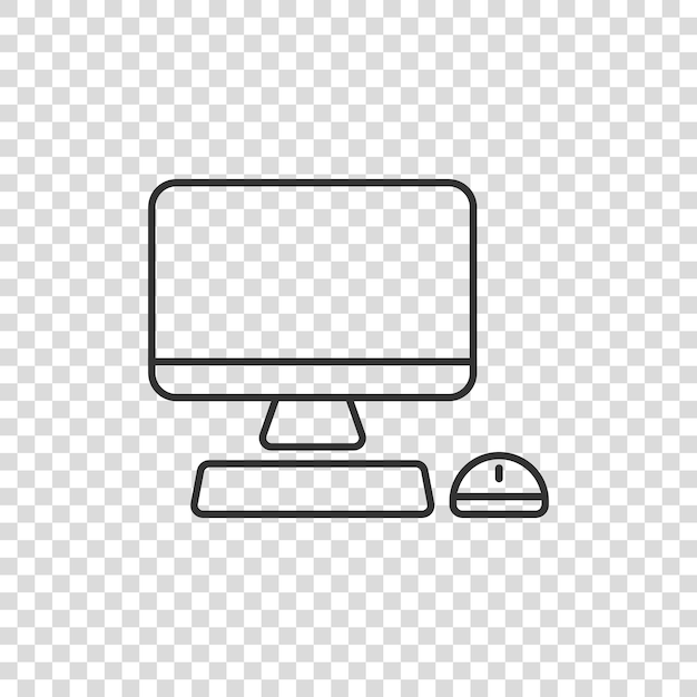 Computadora personal en estilo plano Ilustración vectorial de PC de escritorio en un fondo aislado Concepto de negocio de señalización de visualización de monitor