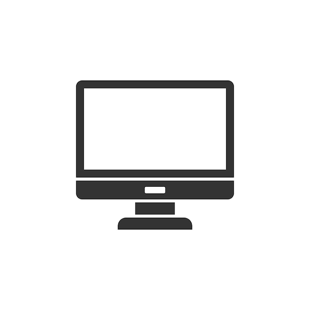 Computadora personal en estilo plano Ilustración vectorial de PC de escritorio en un fondo aislado Concepto de negocio de señalización de visualización de monitor