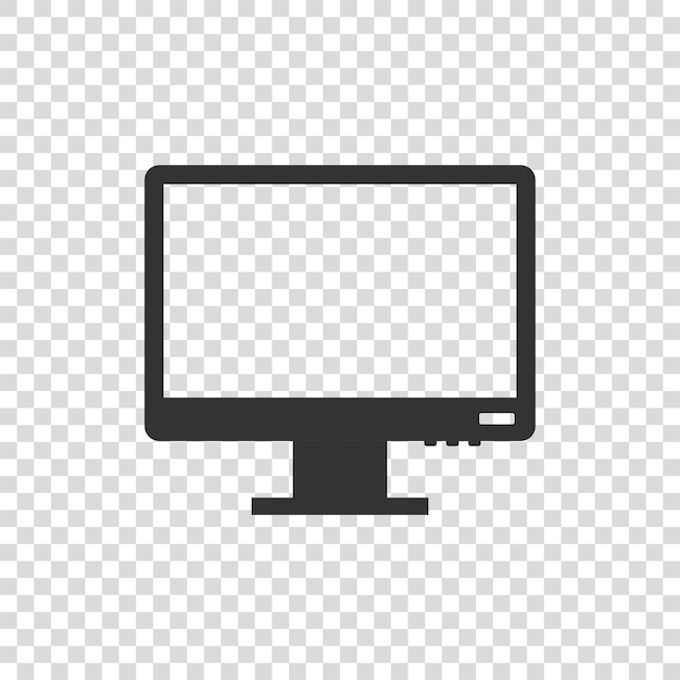 Computadora personal en estilo plano Ilustración vectorial de PC de escritorio en un fondo aislado Concepto de negocio de señalización de visualización de monitor