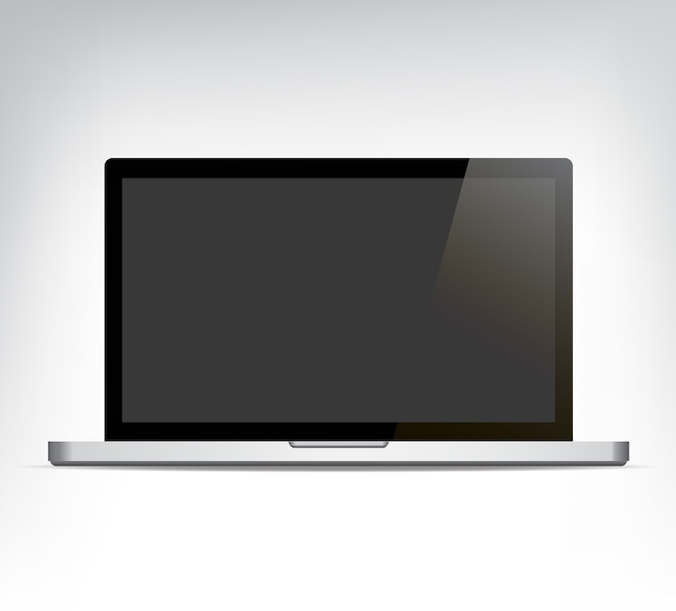Vector computadora personal portátil abierta realista