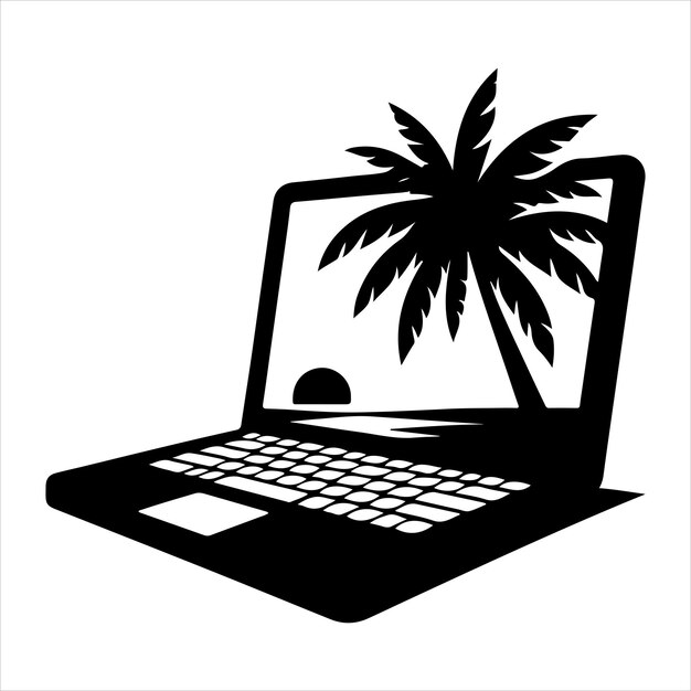 computadora portátil de color negro silueta vectorial de color blanco sólido fondo de color 5