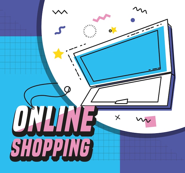 Computadora portátil con concepto de compras en línea
