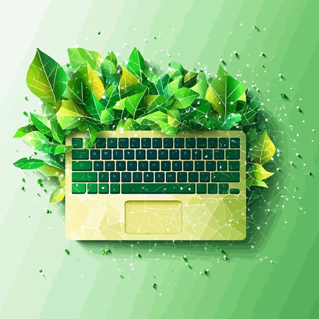una computadora portátil con un fondo verde con un trasfondo verde con un pájaro verde y amarillo en la parte superior