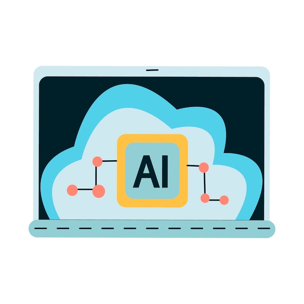 Computadora portátil con IA que muestra tecnología de IA y potencia informática
