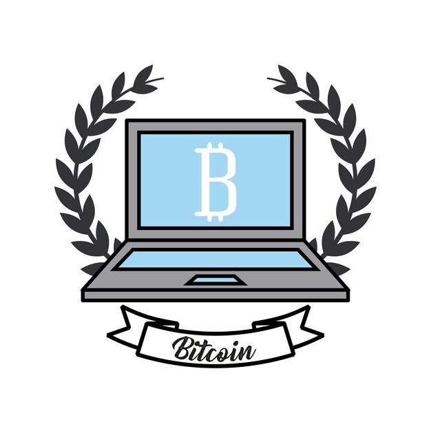 computadora portátil con el icono de bitcoin