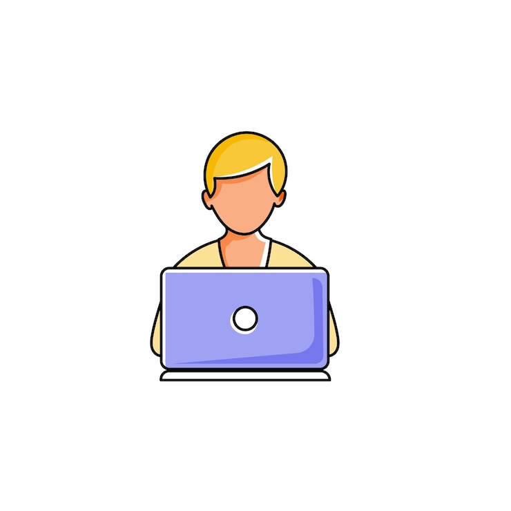 Vector computadora portátil con información importante en la pantalla hombre escribiendo el mensaje principal personas mirando en el monitor objeto único de color brillante sobre fondo blanco