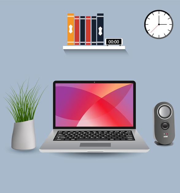 computadora portátil con pantalla degradada con diseño vectorial