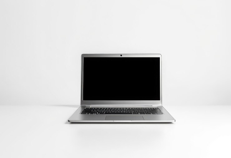 Vector una computadora portátil plateada con una pantalla negra que dice macbook pro en él