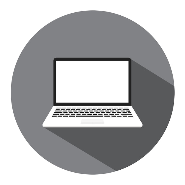 Computadora portátil vectorial. Ilustración de icono plano. Pantalla digital, tecnología moderna, imagen elegante.