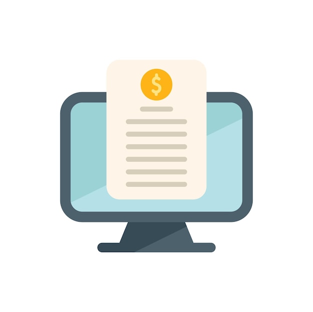 Computadora que muestra la factura en línea para el pago digital