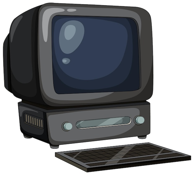 Vector computadora retro con un monitor de la época