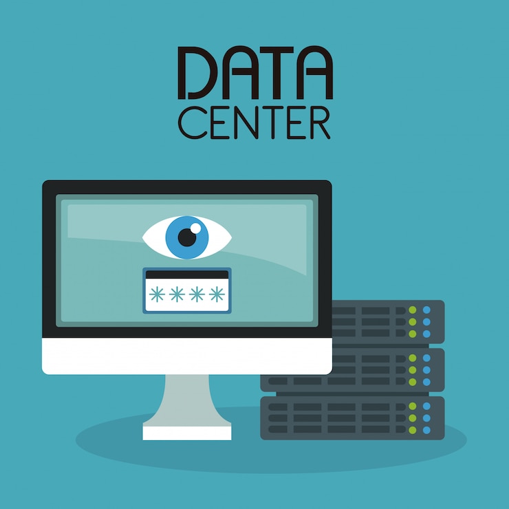 Vector computadora segura con elementos de centro de datos de contraseña