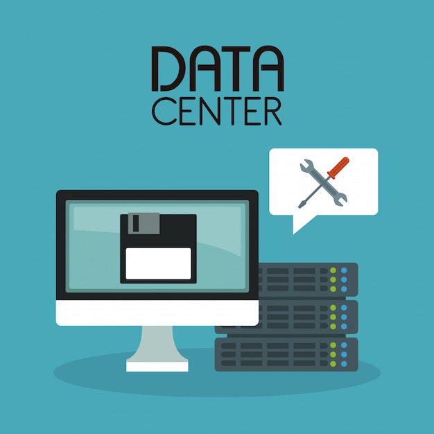 Computadora segura con elementos del centro de datos