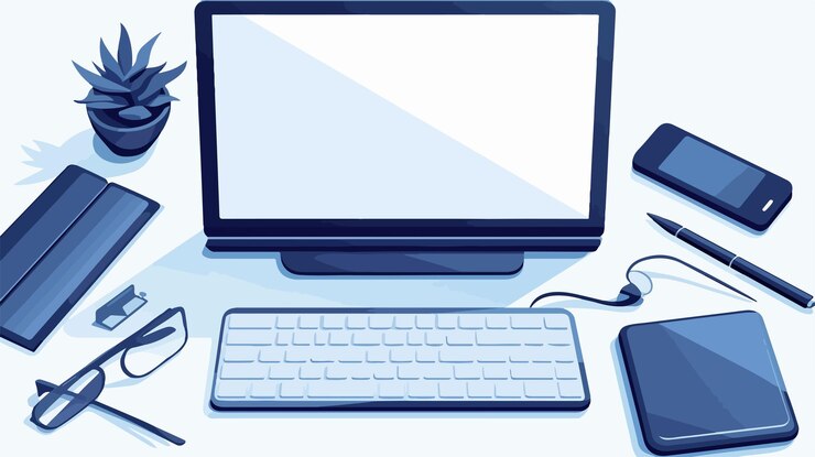 Vector computadora tableta digital moderna con pantalla en blanco para presentaciones profesionales y negocios