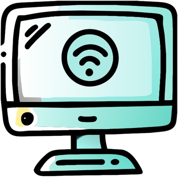 computadora con un teléfono en el icono de la pantalla relleno de desplazamiento de garabateo