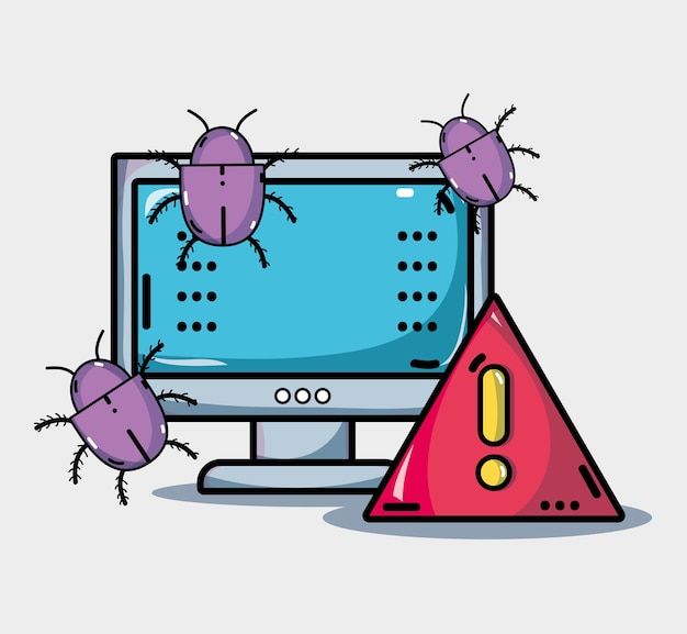 Computadora con virus en la información del sistema