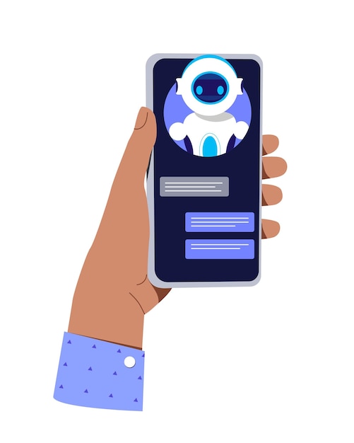 Vector comunicación con chatbot en línea