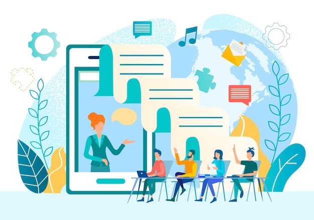 Comunicación de conferencias de aprendizaje a distancia utilizando un teléfono inteligente Trabajo en equipo en un proyecto empresarial en línea